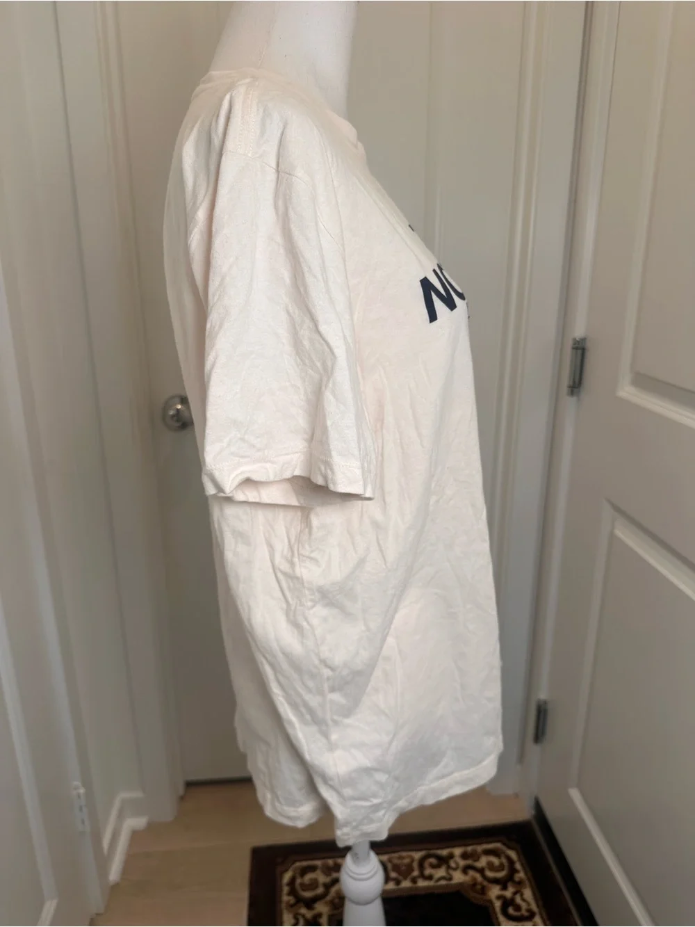 The North Face Men’s Cream Tee with Navy Logo and Scenic Graphic